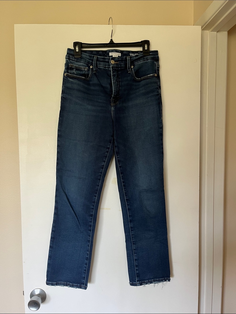 Good American Dark Blue Straight Leg Jeans